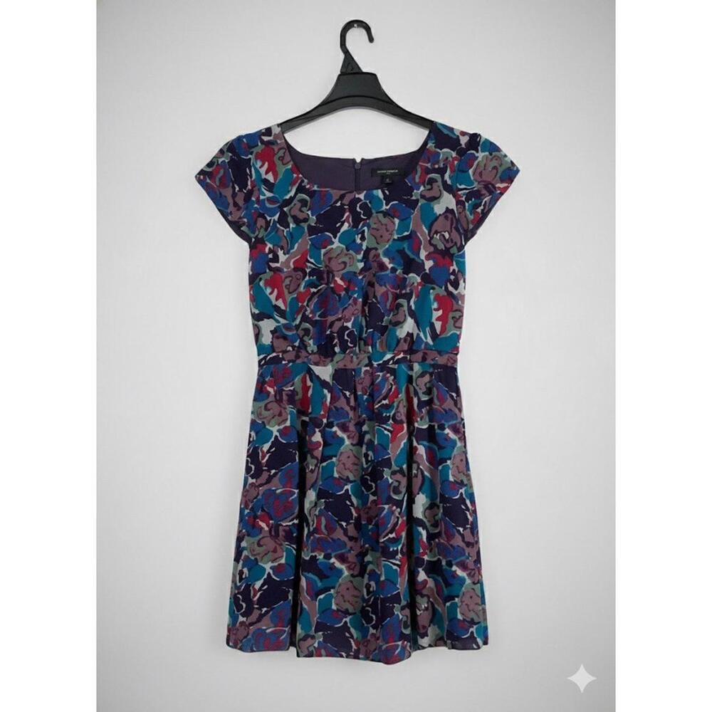 Banana Republic Abstract Floral Print Dress Size 0 Silk